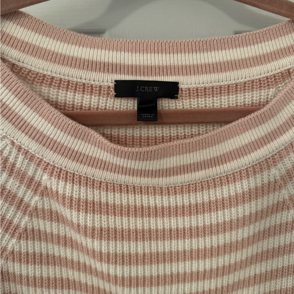 J. Crew Pink and White Stripe Long Sleeve Sweater size M - Picture 11 of 16